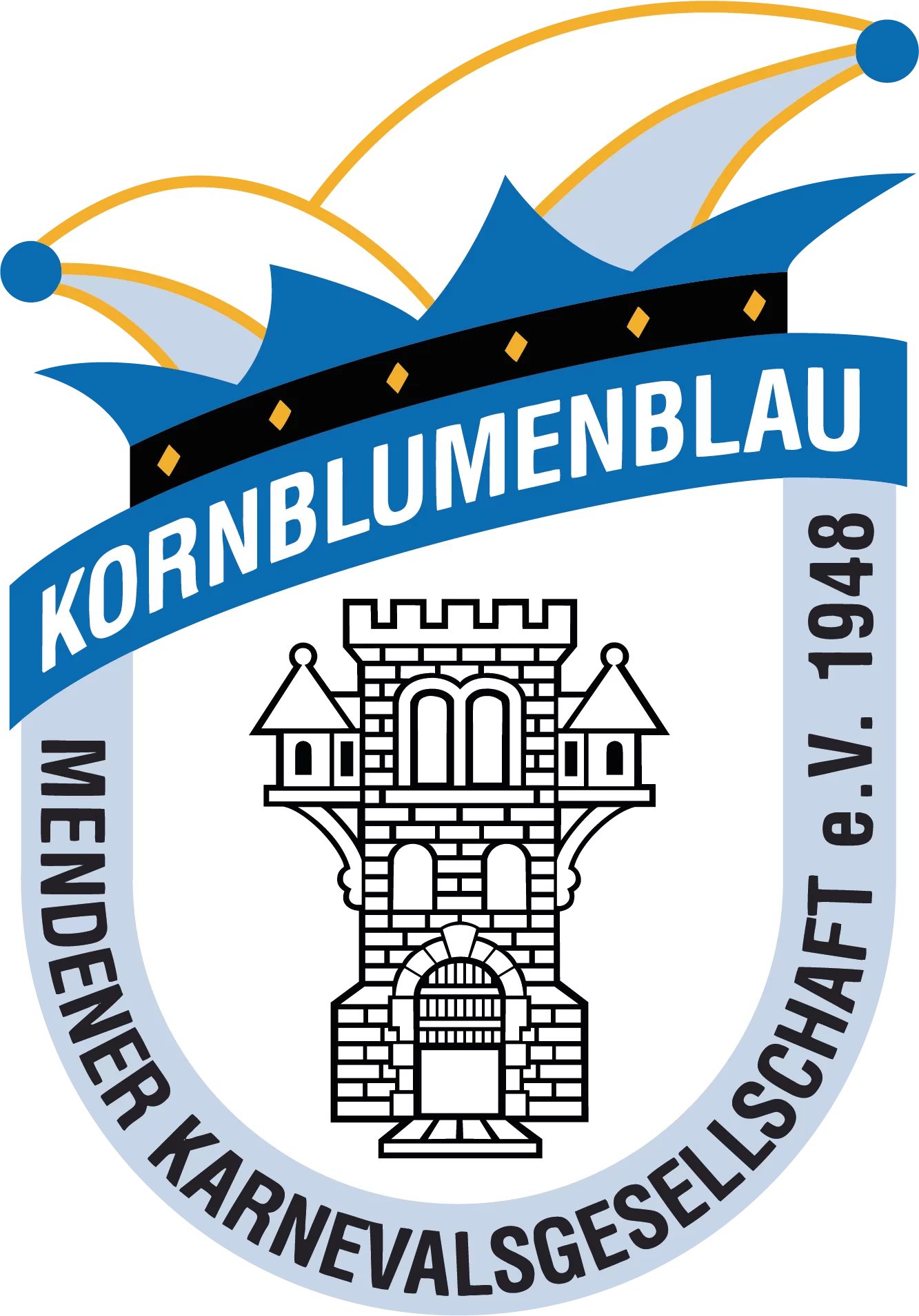 Wappen der Mendener Karnevals Gesellschaft Kornblumenblau