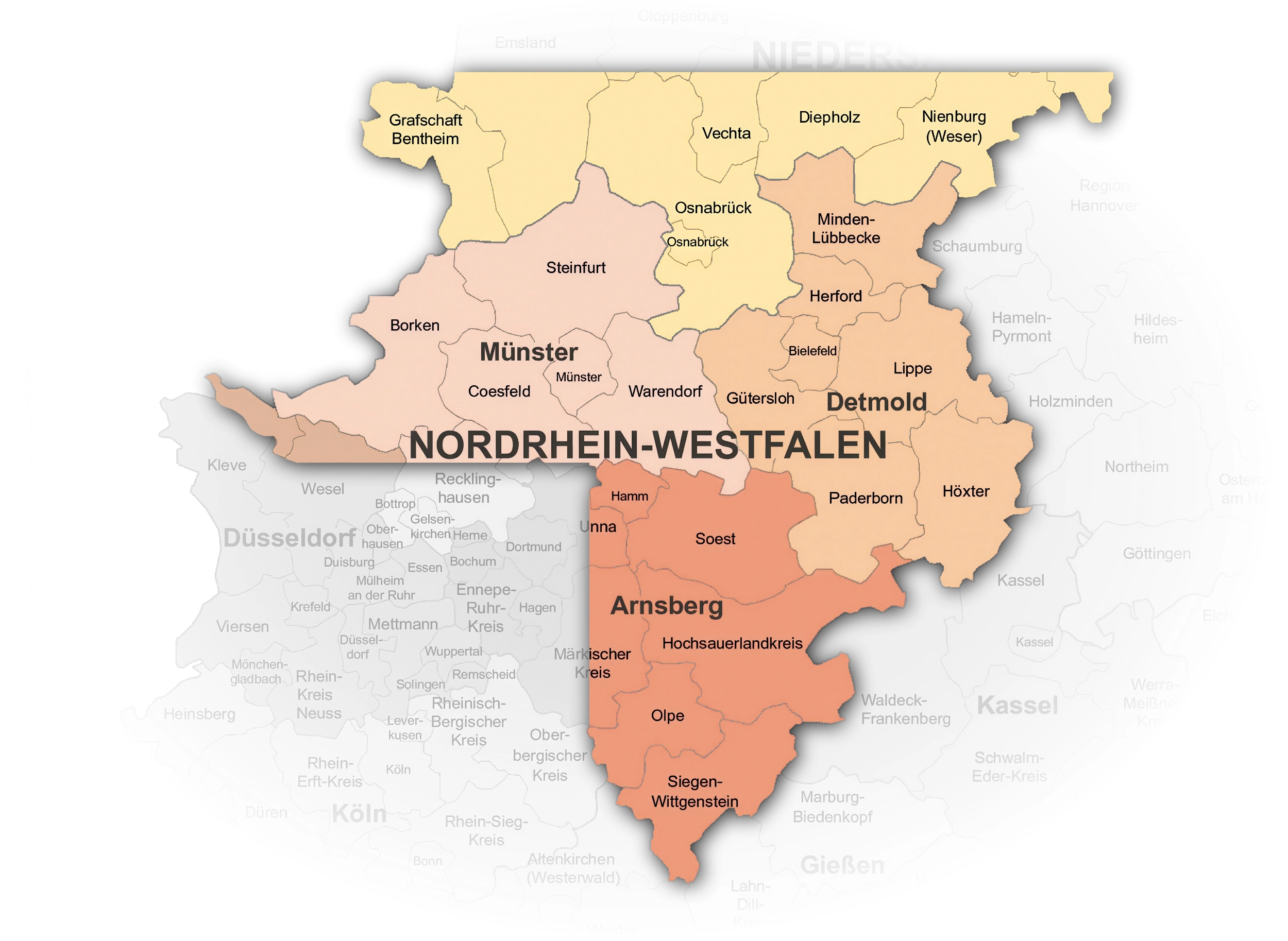 Übersichtskarte über die Region, in der der BWK Mitglieder unterstützt